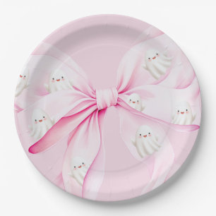 Little Boo PINK Bow Baby Shower Paper Plate
