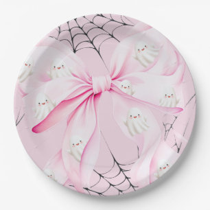 Little Boo PINK Bow Baby Shower Paper Plate