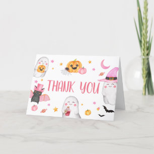 Little Boo Pink Ghost Baby Shower Thank You Card