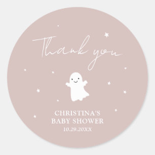 Little Boo Pink Ghost Girl Baby Shower Thank Classic Round Sticker