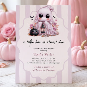 Little Boo Pink Ghost Girl Halloween Baby Shower Invitation