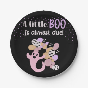 Little Boo Pink Ghost Girls Baby Shower  Paper Plate