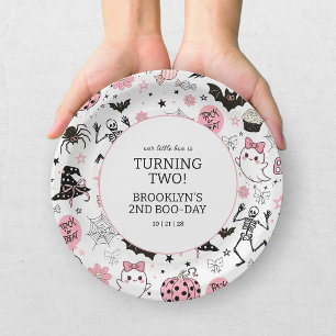 Little Boo Pink Girl Halloween Birthday Paper Plate