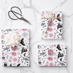 Little Boo Pink Girl Halloween Birthday Wrapping Paper Sheet