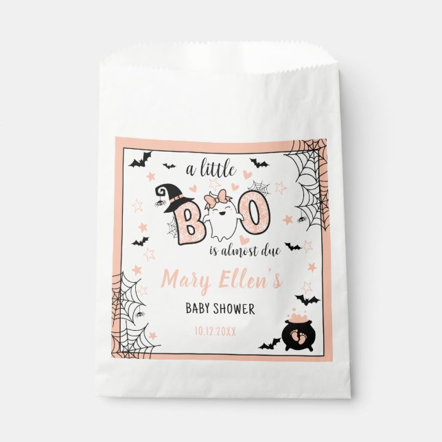 LITTLE BOO PINK HALLOWEEN BABY SHOWER FAVOUR BAGS (Front)