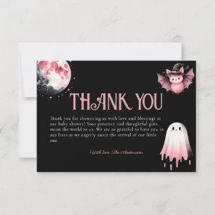 Little Boo Pink Halloween Ghost Baby Shower Thank You Card