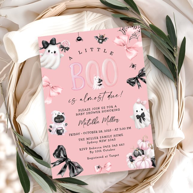 Little Boo Pink Halloween Girl Baby Shower Invitation (Creator Uploaded)