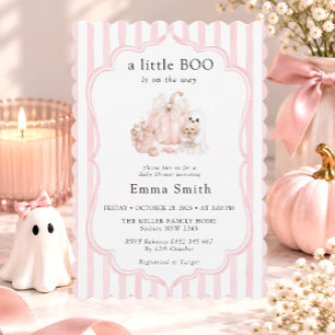 Little Boo Pink Halloween Girl Baby Shower Invitation