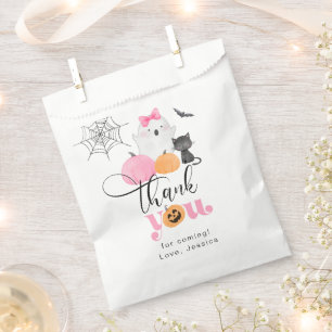 Little Boo pink Spooky birthday thank you Favour Bags