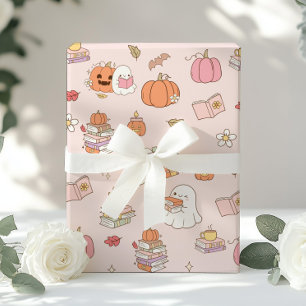 Little Boo Pink Whimsical Books Baby Shower Wrapping Paper