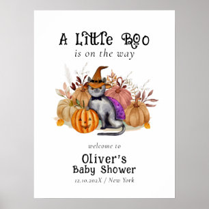 Little Boo Poem Cat Baby Shower Welcome Poster