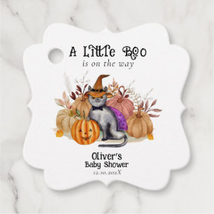 Little Boo Poem Cat In Witch Hat Baby Shower  Favour Tags