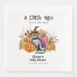 Little Boo Poem Cat In Witch Hat Baby Shower Napkin