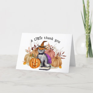 Little Boo Poem Cat in Witch Hat Baby Shower Thank You Card