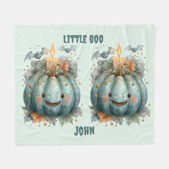 Little Boo Pumpkin for Boys Fleece Blanket (Front (Horizontal))