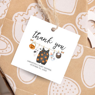 Little Boo Pumpkin Halloween Baby Shower Square Favour Tags