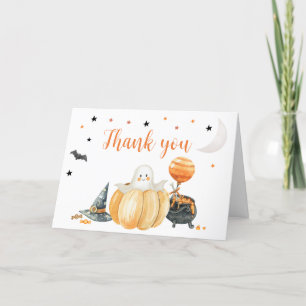 Little Boo Pumpkin Halloween Baby Shower Thank You Card