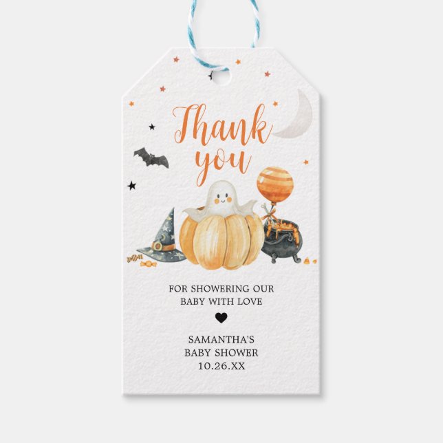 Little Boo Pumpkin Halloween Favour Tags (Front)