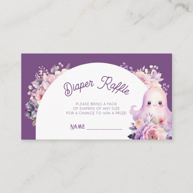 Little Boo Purple Halloween Diaper raffle ticket  Enclosure Card (Front)