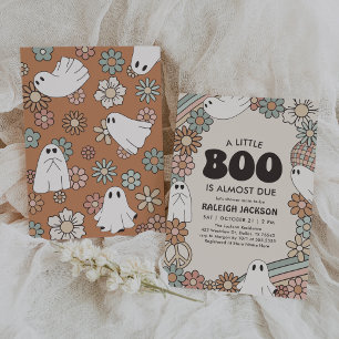 Little Boo Retro Halloween Baby Shower Invitation