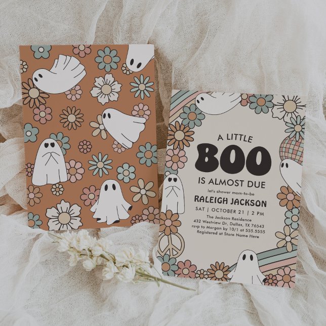 Little Boo Retro Halloween Baby Shower Invitation (Creator Uploaded)