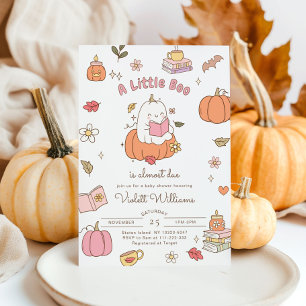 Little Boo Retro Pink Fall Baby Shower Invitation