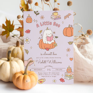 Little Boo Retro Purple Fall Baby Shower Invitation