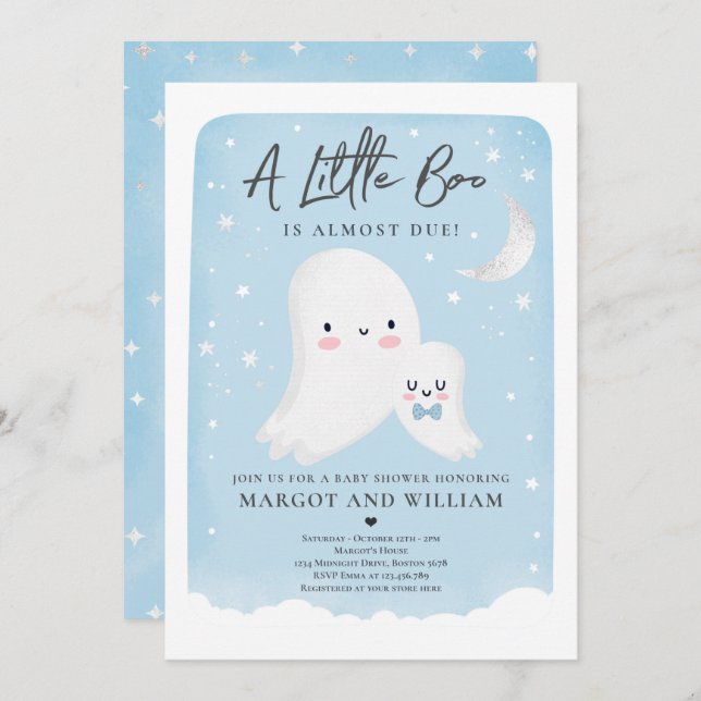 Little Boo Shower Halloween Ghost Baby Shower Invitation (Front/Back)