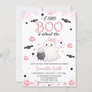 Little Boo Spooky Cute Baby Girl Baby shower Invitation