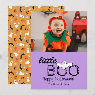 Little Boo! Spooky Cute Halloween Family Photo Holiday Card