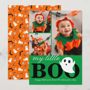 Little Boo! Spooky Cute Halloween Family Photo Holiday Card