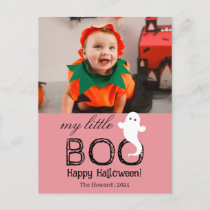 Little Boo! Spooky Cute Halloween Family Photo Holiday Postcard