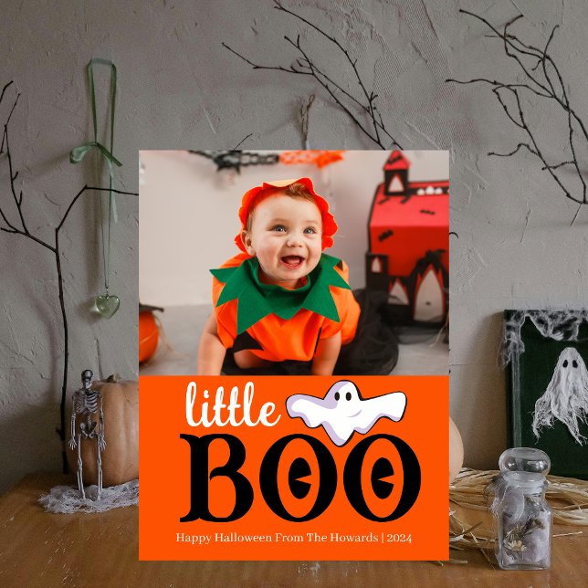 Little Boo! Spooky Cute Halloween Family Photo Holiday Postcard (Creator Uploaded)
