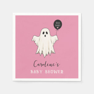 Little Boo Spooky Ghost Fall Baby Girl Shower Pink Napkin