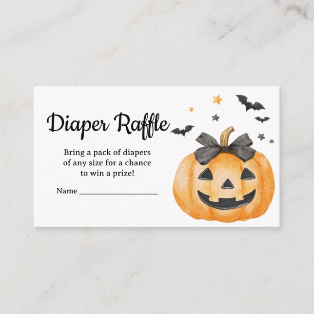 Little Boo Spooky Pumpkin Baby Diaper Raffle Enclosure Card (Front)