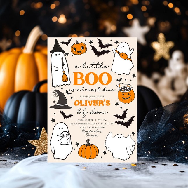 Little Boo Vintage Halloween Baby Shower Invitation (Creator Uploaded)