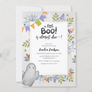 Little boo watercolor spooky ghost Baby shower Invitation
