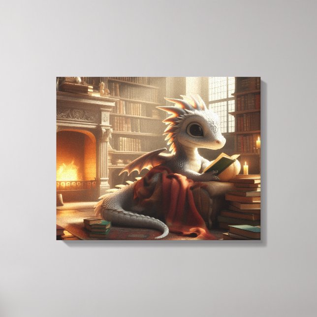 Little Bookworm Dragon Canvas Print (Front)