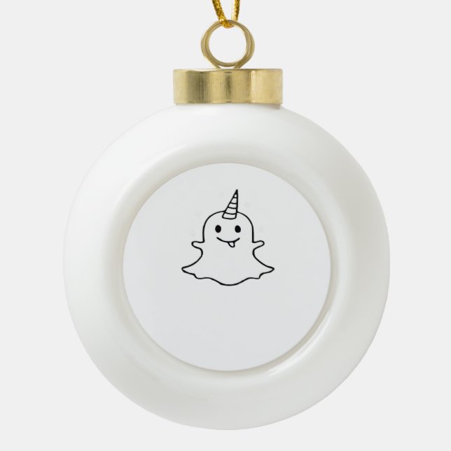 Little Boonicorn Trendy Unique Ceramic Ball Christmas Ornament (Front)