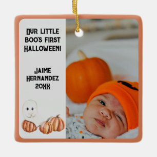 Little Boo's First Halloween Cute Photo  Ceramic Ornament