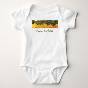 Little "Born to Fish" Brook Trout Fly Fisherman Baby Bodysuit