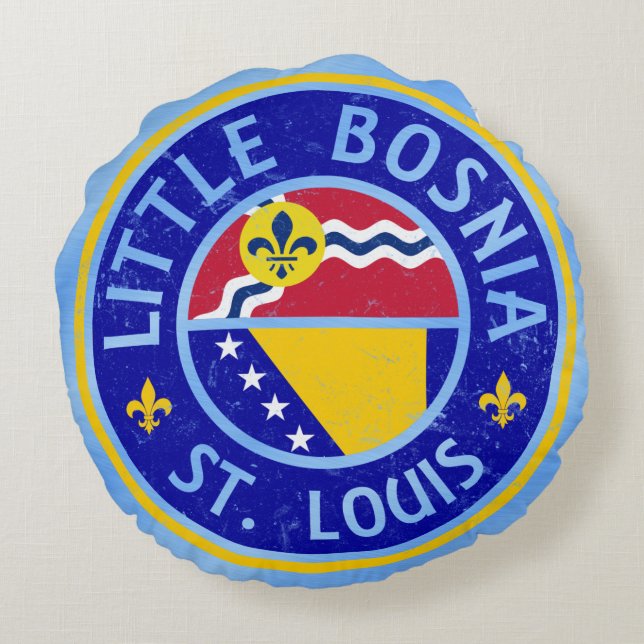 Little Bosnia St. Louis Round Pillow, Herzegovina Cushion (Back)