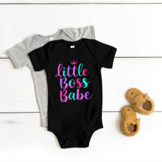 "Little Boss Babe" Colourful Baby Bodysuit