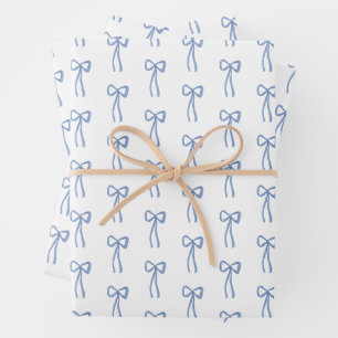 Little Bow Blue Coquette Shower Gift Wrap