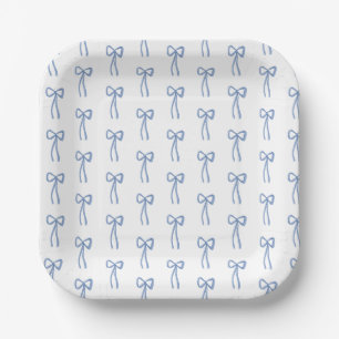 Little Bow Blue Wedding Paper Plate