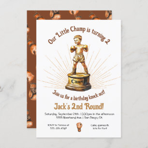Little Boxing Champ Statue Birthday Invitation