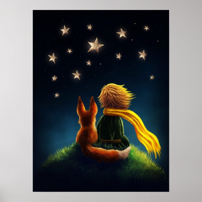 Little Boy and Fox. Nursery Art Illustration Poster (Front)