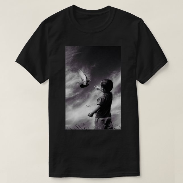 Little Boy and the pigeon friendship T-Shirt (Design Front)