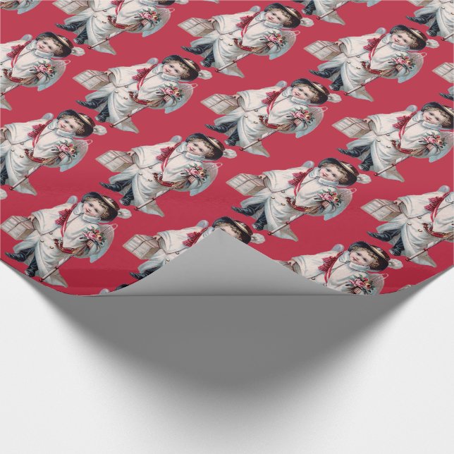 Little Boy Angel Christmas Vintage Wrapping Paper (Corner)