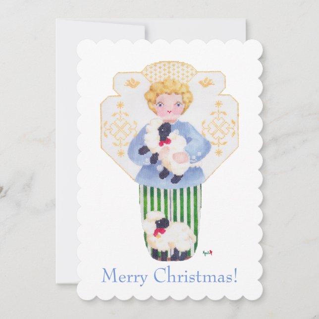 Little Boy Angel with lambs invitation (Front)